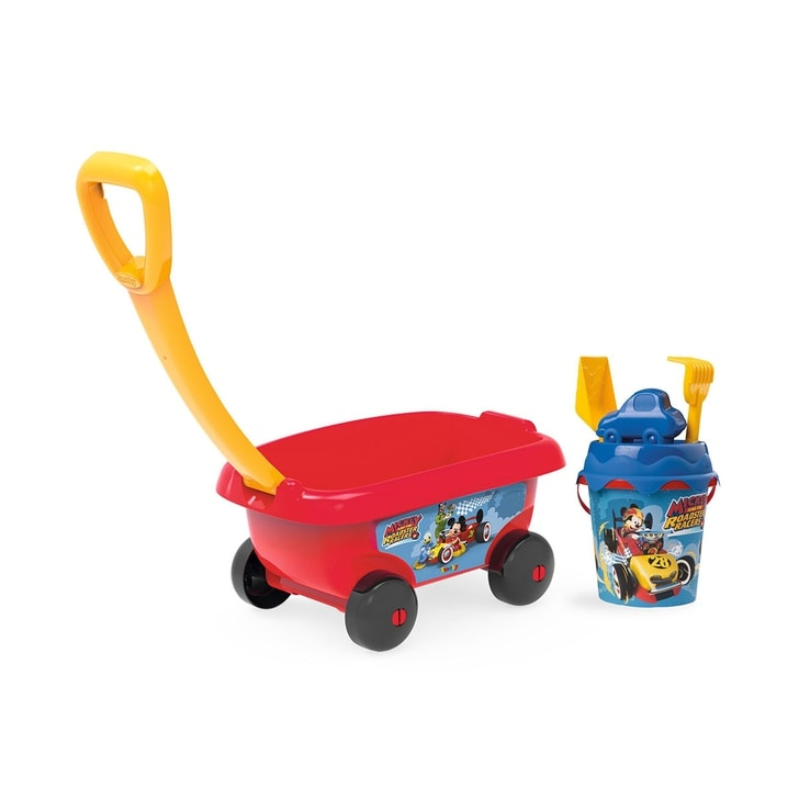 Set jucarii nisip Smoby Carucior Mickey cu accesorii
