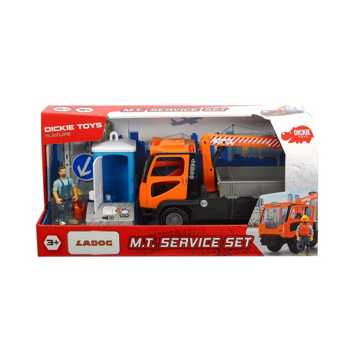 Camion Dickie Toys Playlife M.T. Ladog Service Set cu figurina si accesorii