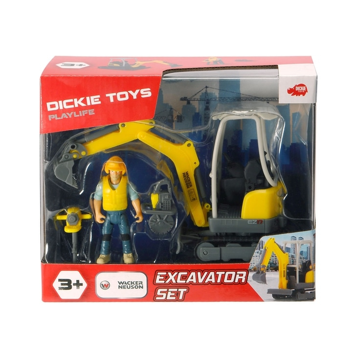Excavator Dickie Toys Playlife Excavator Set cu figurina si accesorii