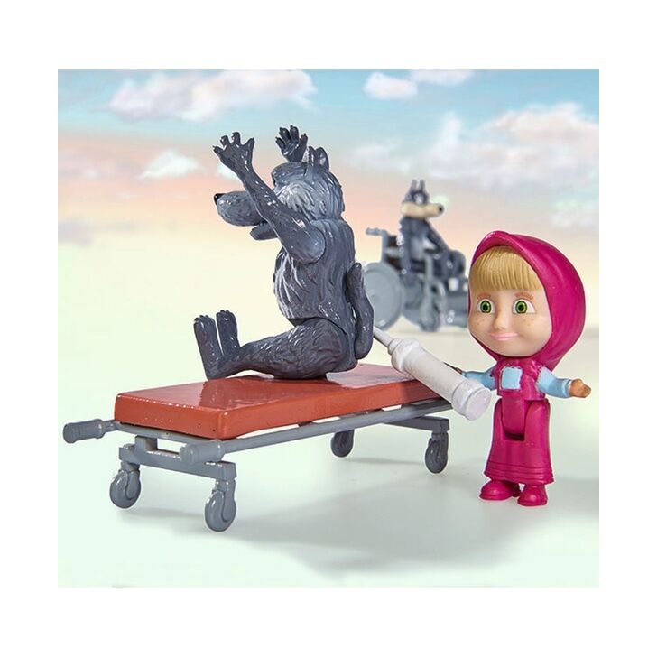 Masina Simba Masha and the Bear Ambulance cu accesorii