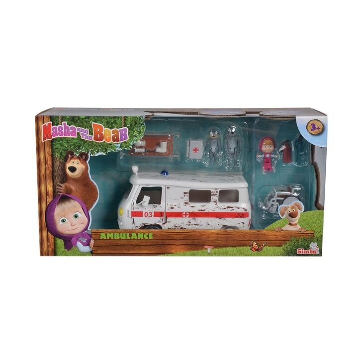 Masina Simba Masha and the Bear Ambulance cu accesorii