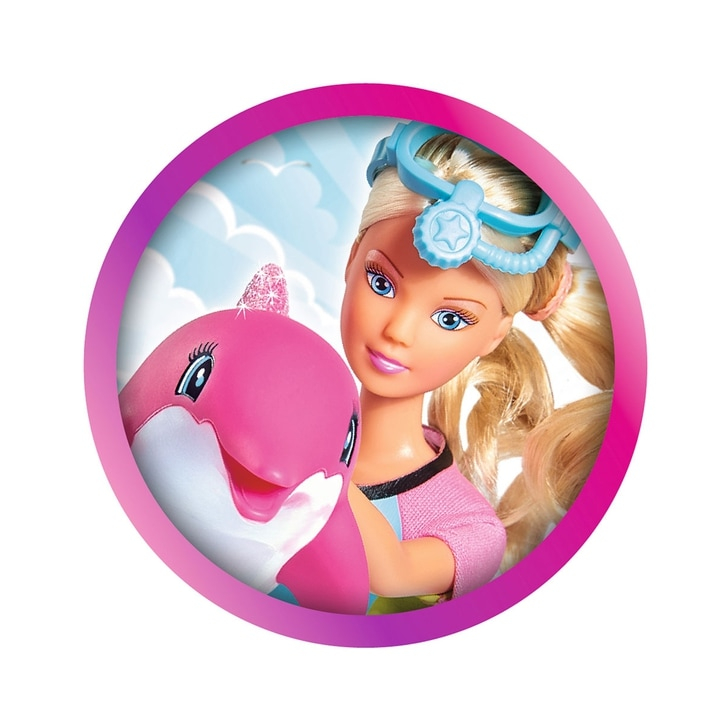 Papusa Simba Steffi Love Dolphin Fun 29 cm cu delfin si accesorii