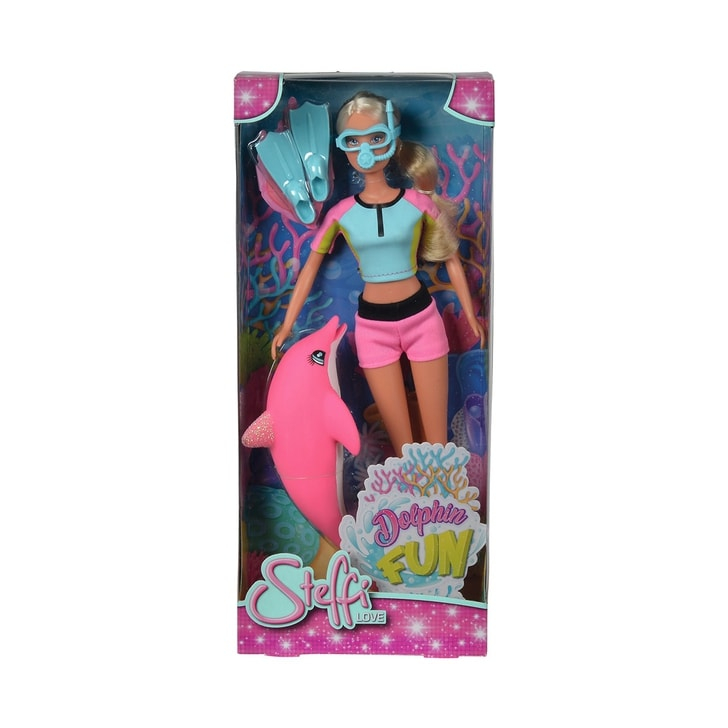 Papusa Simba Steffi Love Dolphin Fun 29 cm cu delfin si accesorii