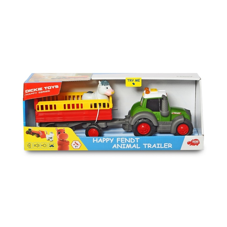 Tractor Dickie Toys Happy Fendt Animal Trailer cu remorca si figurina