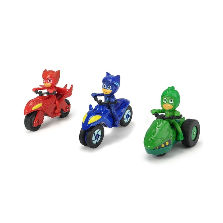Set Dickie Toys 3 Motociclete Eroi in Pijama cu 3 figurine