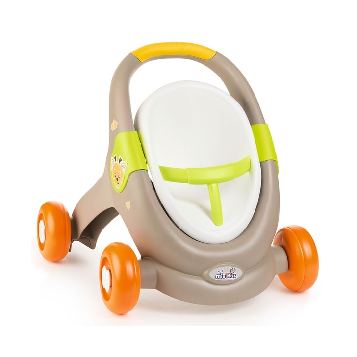 Carucior pentru papusi Smoby Minikiss 3 in 1 gri