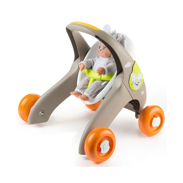 Carucior pentru papusi Smoby Minikiss 3 in 1 gri