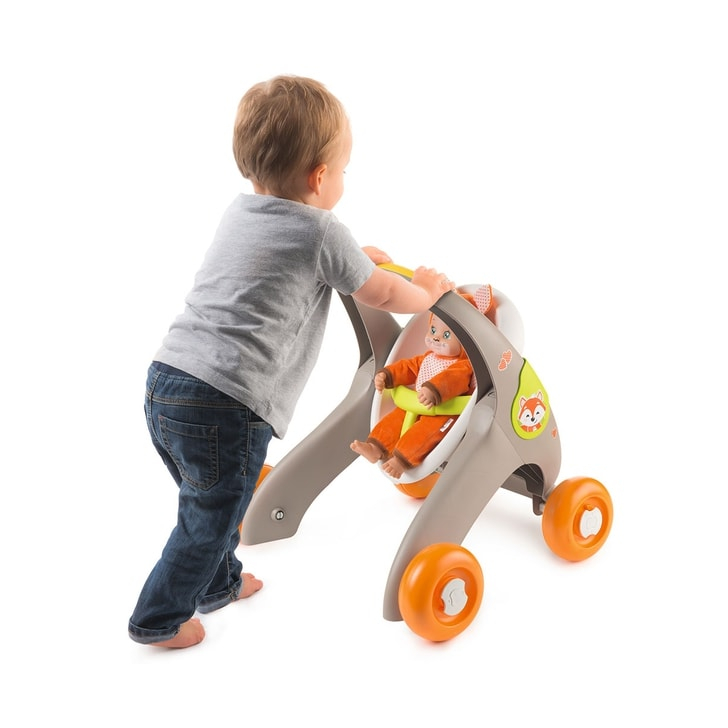 Carucior pentru papusi Smoby Minikiss 3 in 1 gri
