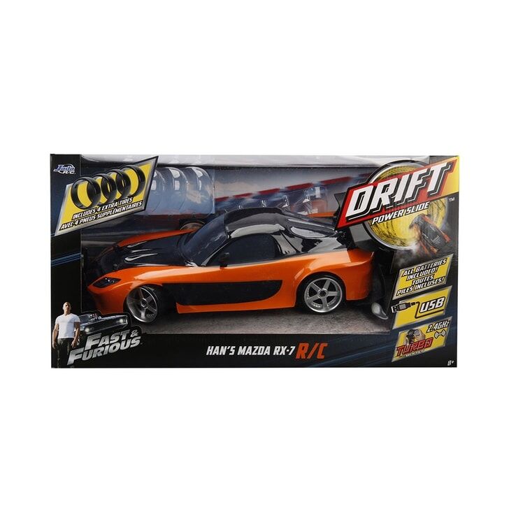 Masina Jada Toys Fast and Furious Mazda RX-7 Drift cu anvelope si telecomanda