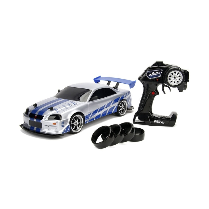 Masina Jada Toys Fast and Furious Nissan Skyline GTR Drift cu anvelope si telecomanda