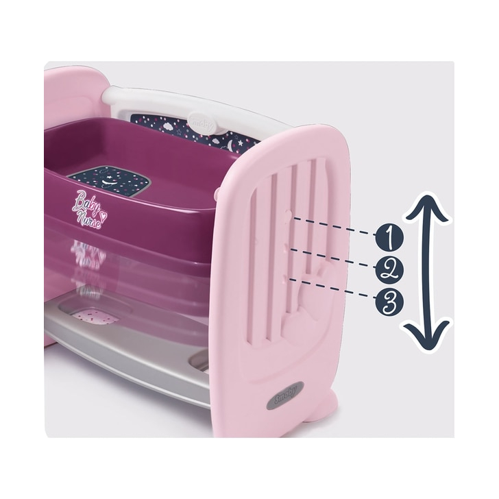 Patut Co-Sleeper pentru papusi Smoby Baby Nurse 2 in 1