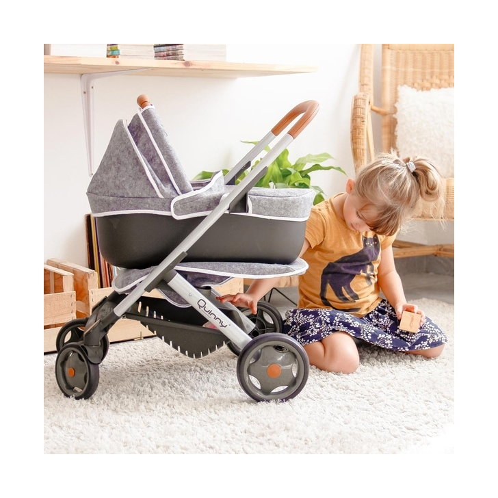 Carucior pentru papusi Smoby Quinny Combi 3 in 1 gri