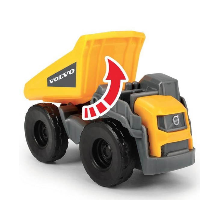 Camion Dickie Toys Mack Volvo Micro Builder cu remorca, buldozer si camion basculant