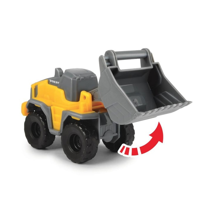 Camion Dickie Toys Mack Volvo Micro Builder cu remorca, buldozer si camion basculant