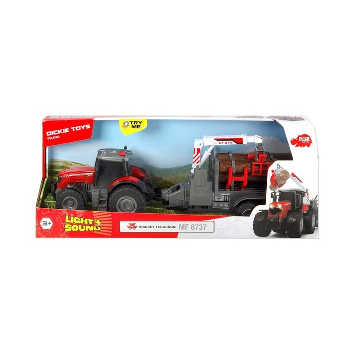 Tractor Dickie Toys Massey Ferguson MF 8737 cu remorca 42 cm