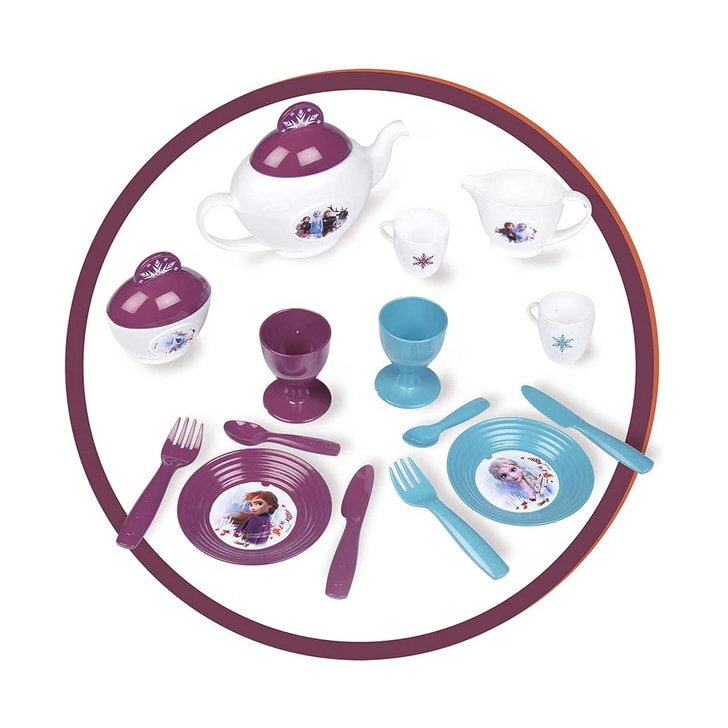 Carucior servire ceai Smoby Frozen 2 XL cu 17 accesorii