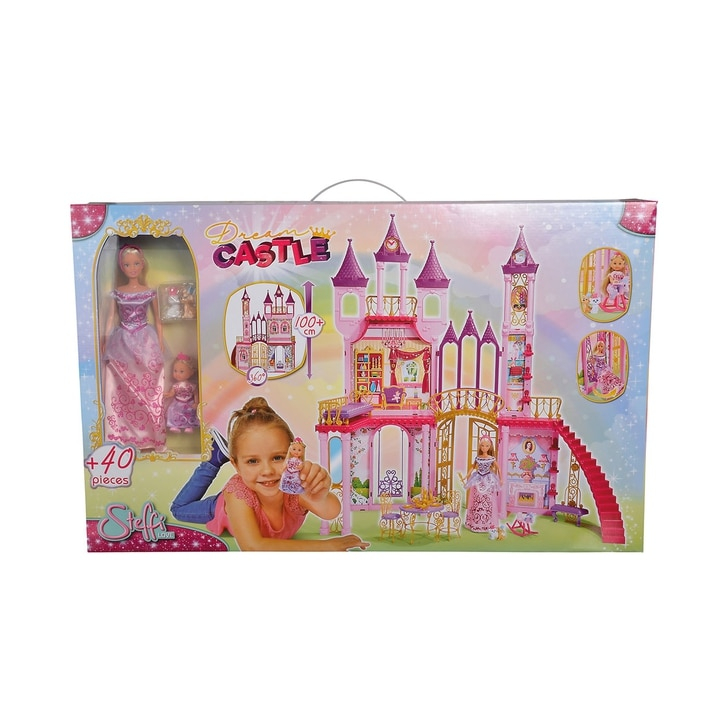 Casuta pentru papusi Simba Dream Castle cu papusa Steffi Love 29 cm, papusa Evi Love 12 cm si accesorii