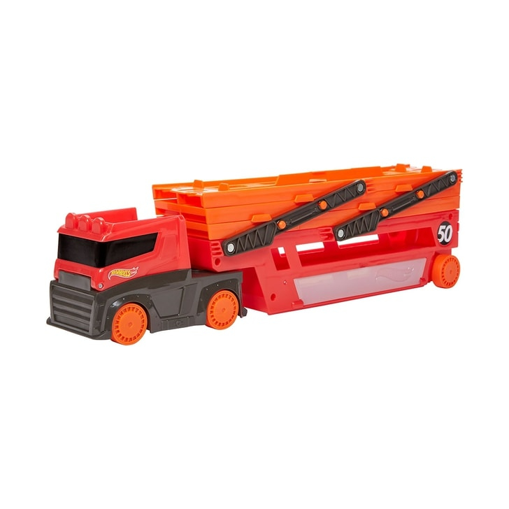 Camion Hot Wheels by Mattel Mega transportator cu trailer