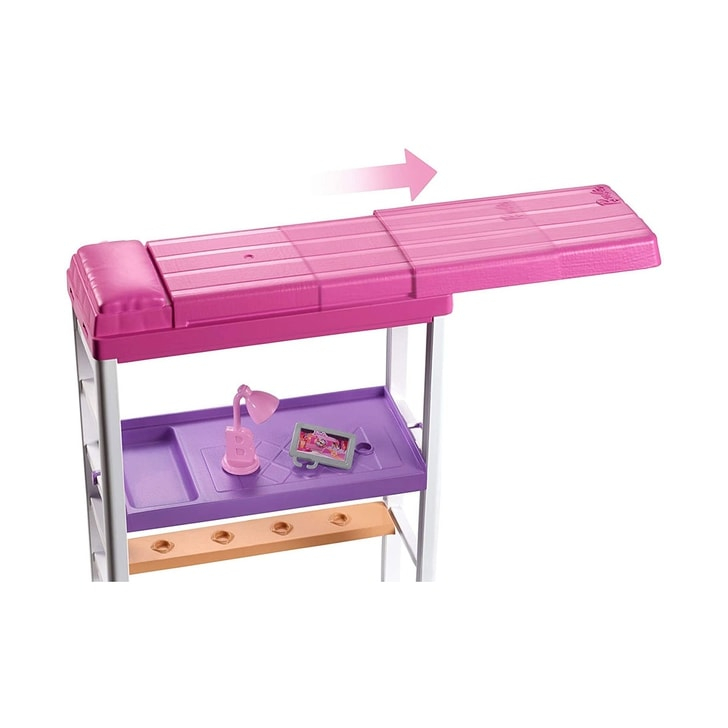 Set Barbie by Mattel Estate Birou cu pat supraetajat, papusa si accesorii