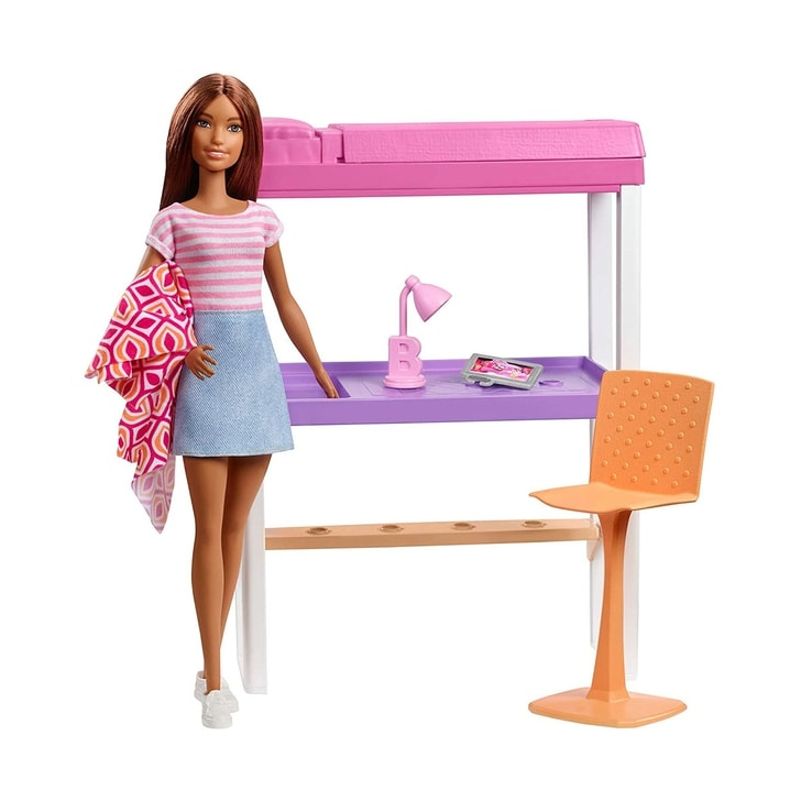Set Barbie by Mattel Estate Birou cu pat supraetajat, papusa si accesorii