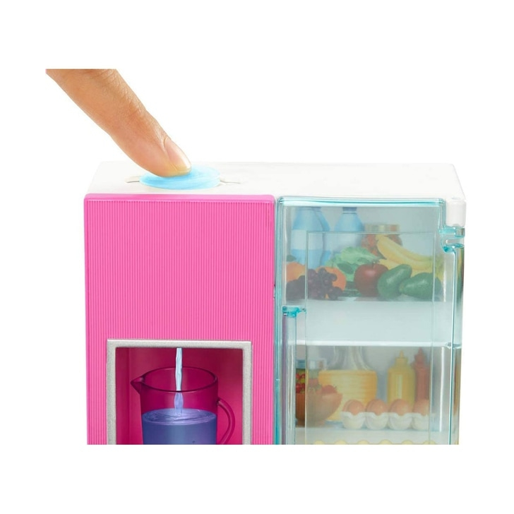 Set Barbie by Mattel Estate frigider cu papusa si accesorii