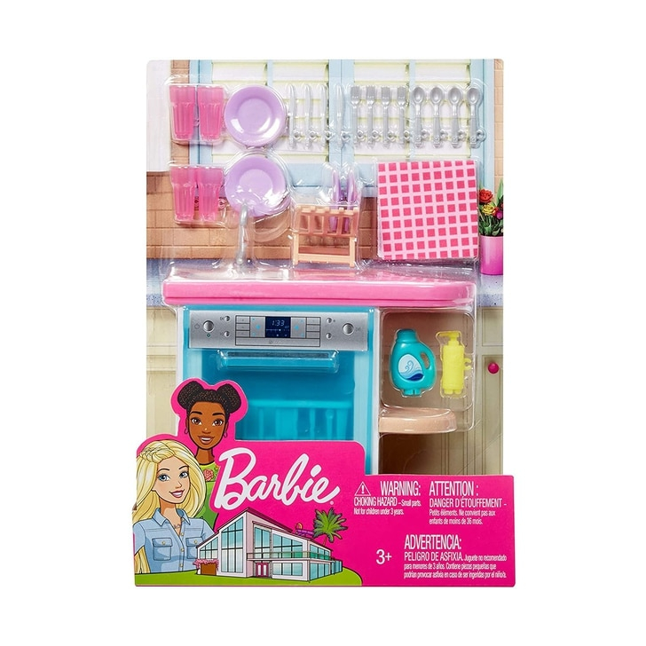 Set Barbie by Mattel Estate Masina de spalat vase cu accesorii FXG35