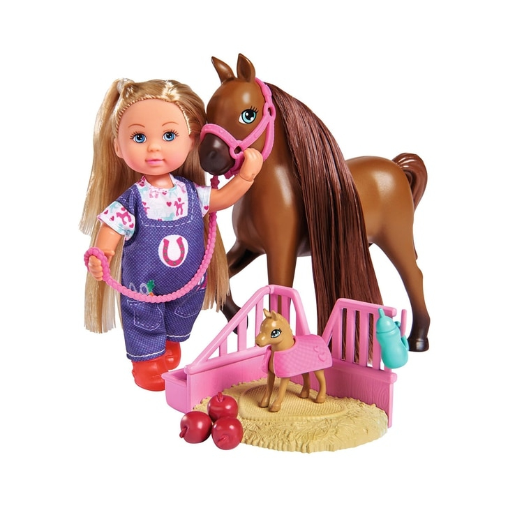 Set Simba Evi Love Doctor Evi Welcome Horse papusa 12 cm cu figurina cal si accesorii