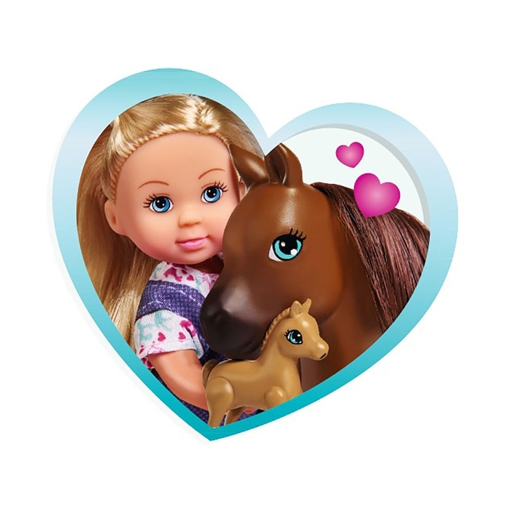 Set Simba Evi Love Doctor Evi Welcome Horse papusa 12 cm cu figurina cal si accesorii