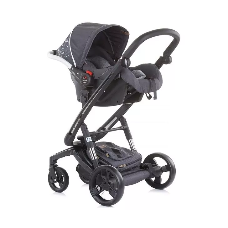 Carucior Chipolino Electra 3 in 1 silver cu cadru negru