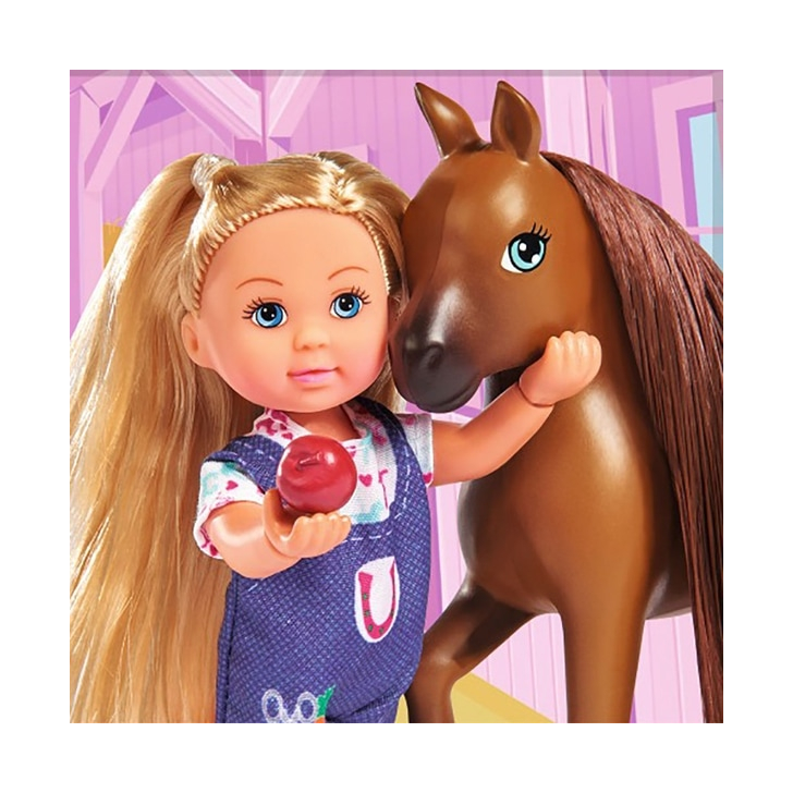 Set Simba Evi Love Doctor Evi Welcome Horse papusa 12 cm cu figurina cal si accesorii