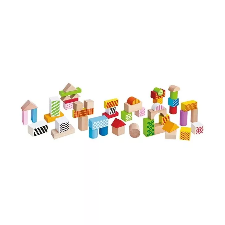 Jucarie Eichhorn Cuburi in galetusa Wooden Blocks 50 piese