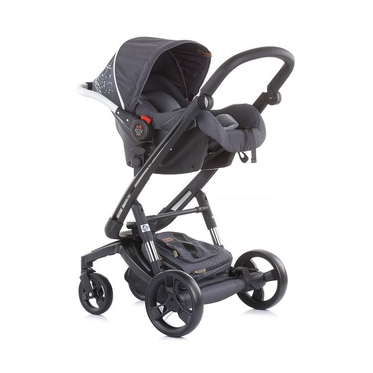 Carucior Chipolino Electra 3 in 1 silver cu cadru negru