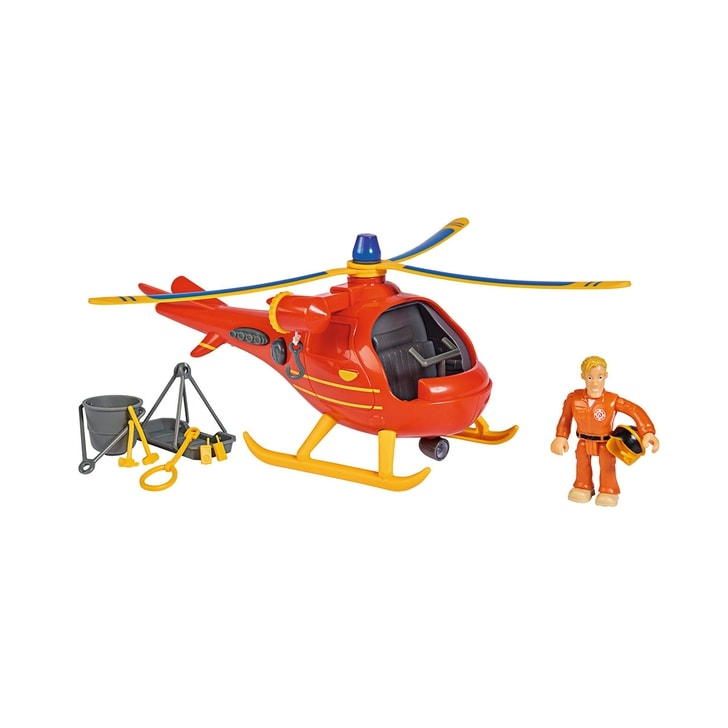 Jucarie Simba Elicopter Fireman Sam Wallaby cu figurina si accesorii