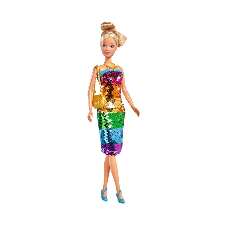 Papusa Simba Steffi Love Swap Deluxe 29 cm cu rochie multicolor