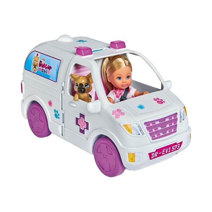 Set Simba Evi Love Doctor Evi 2 in 1 Vet Mobile masina cu papusa 12 cm si accesorii