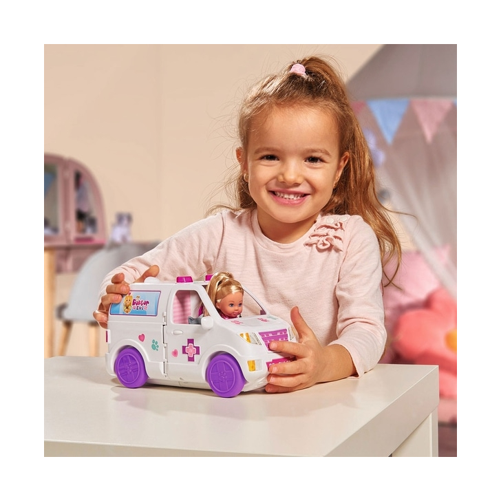 Set Simba Evi Love Doctor Evi 2 in 1 Vet Mobile masina cu papusa 12 cm si accesorii