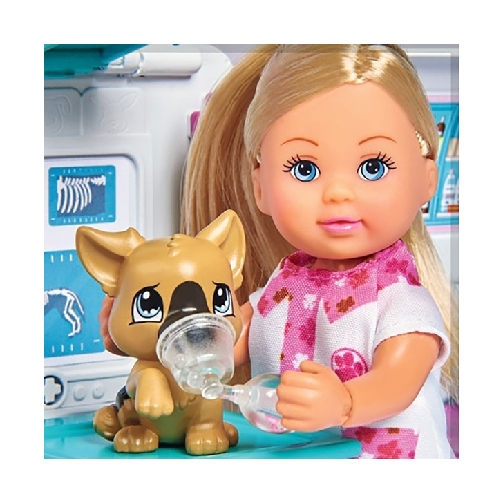 Set Simba Evi Love Doctor Evi 2 in 1 Vet Mobile masina cu papusa 12 cm si accesorii