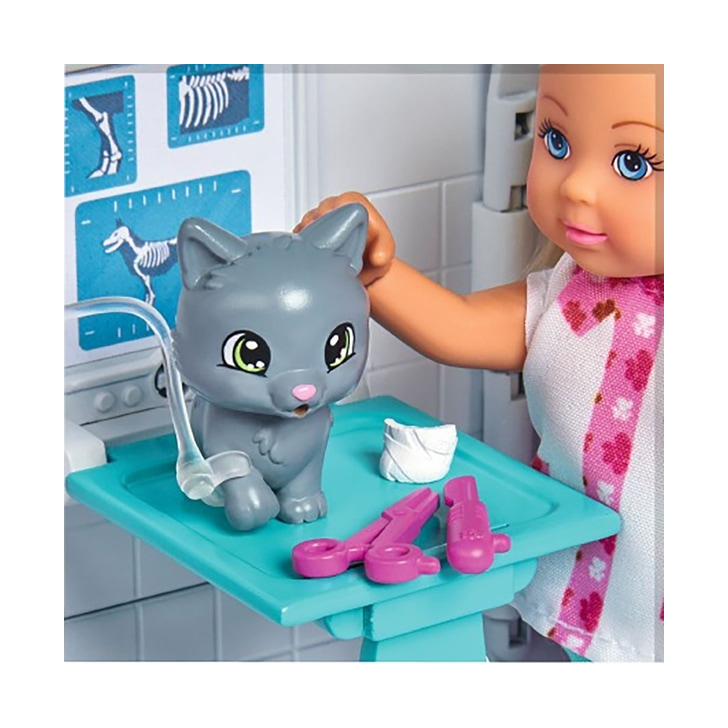 Set Simba Evi Love Doctor Evi 2 in 1 Vet Mobile masina cu papusa 12 cm si accesorii