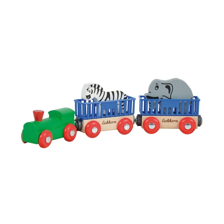 Tren din lemn Eichhorn Animal cu 2 figurine
