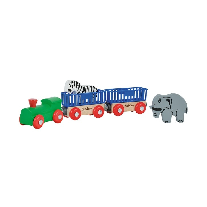 Tren din lemn Eichhorn Animal cu 2 figurine