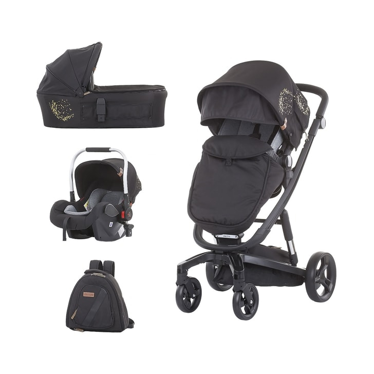 Carucior Chipolino Electra 3 in 1 gold cu cadru negru