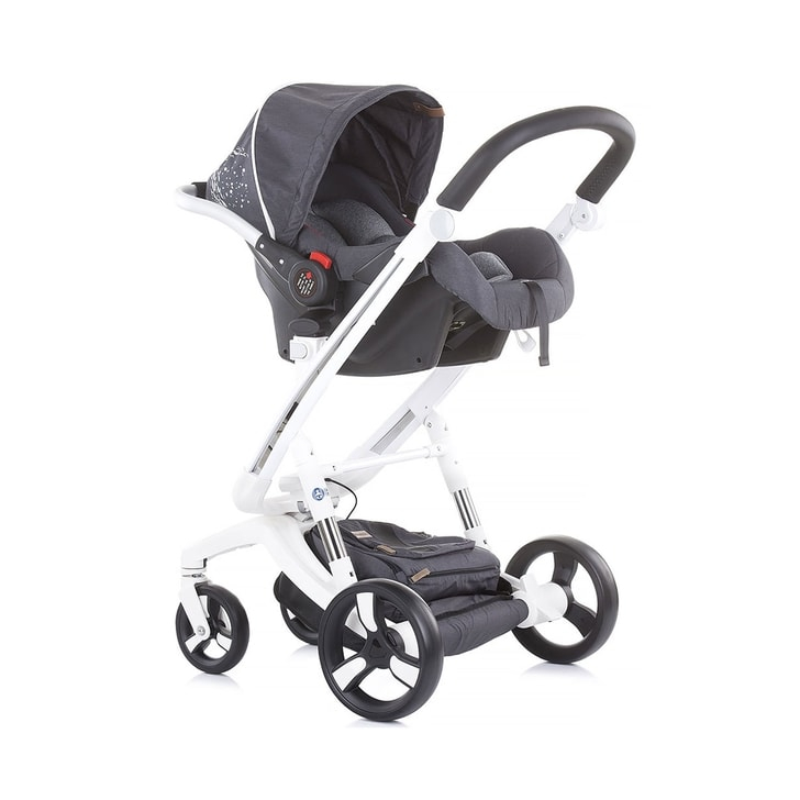 Carucior Chipolino Electra 3 in 1 silver cu cadru alb