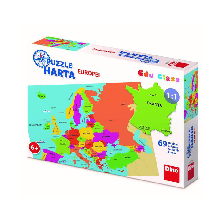 Puzzle geografic - Harta Europei (69 piese)