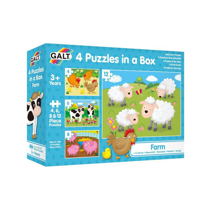 Set 4 puzzle-uri Animale de la ferma (4, 6, 8, 12 piese)