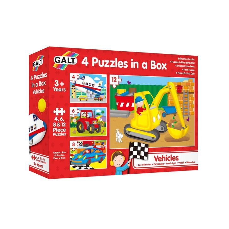 Set 4 puzzle-uri Vehicule (4, 6, 8, 12 piese)