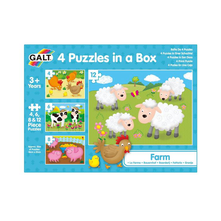 Set 4 puzzle-uri Animale de la ferma (4, 6, 8, 12 piese)