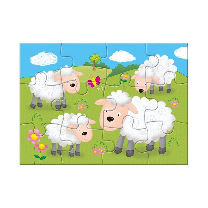 Set 4 puzzle-uri Animale de la ferma (4, 6, 8, 12 piese)