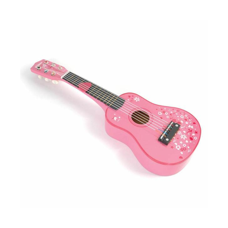 Chitara din lemn pentru copii - Roz