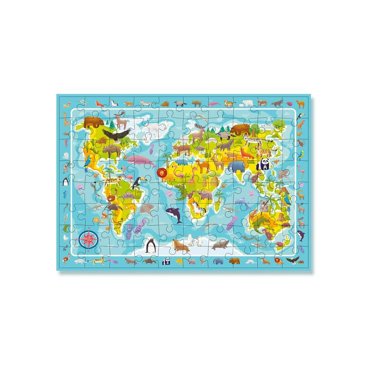Puzzle - Harta animalelor lumii (80 piese)
