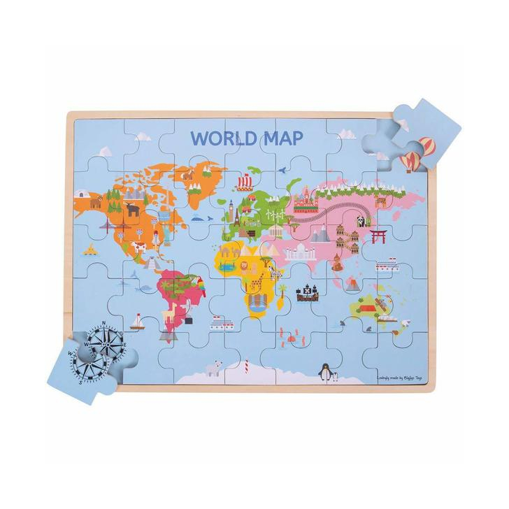 Puzzle din lemn - Harta lumii (35 piese)